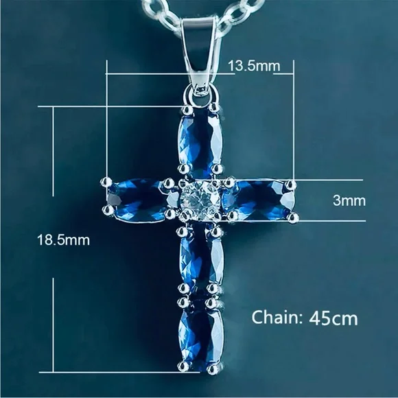 💜 Sapphire Cross Necklace 18” NEW - Picture 4 of 6
